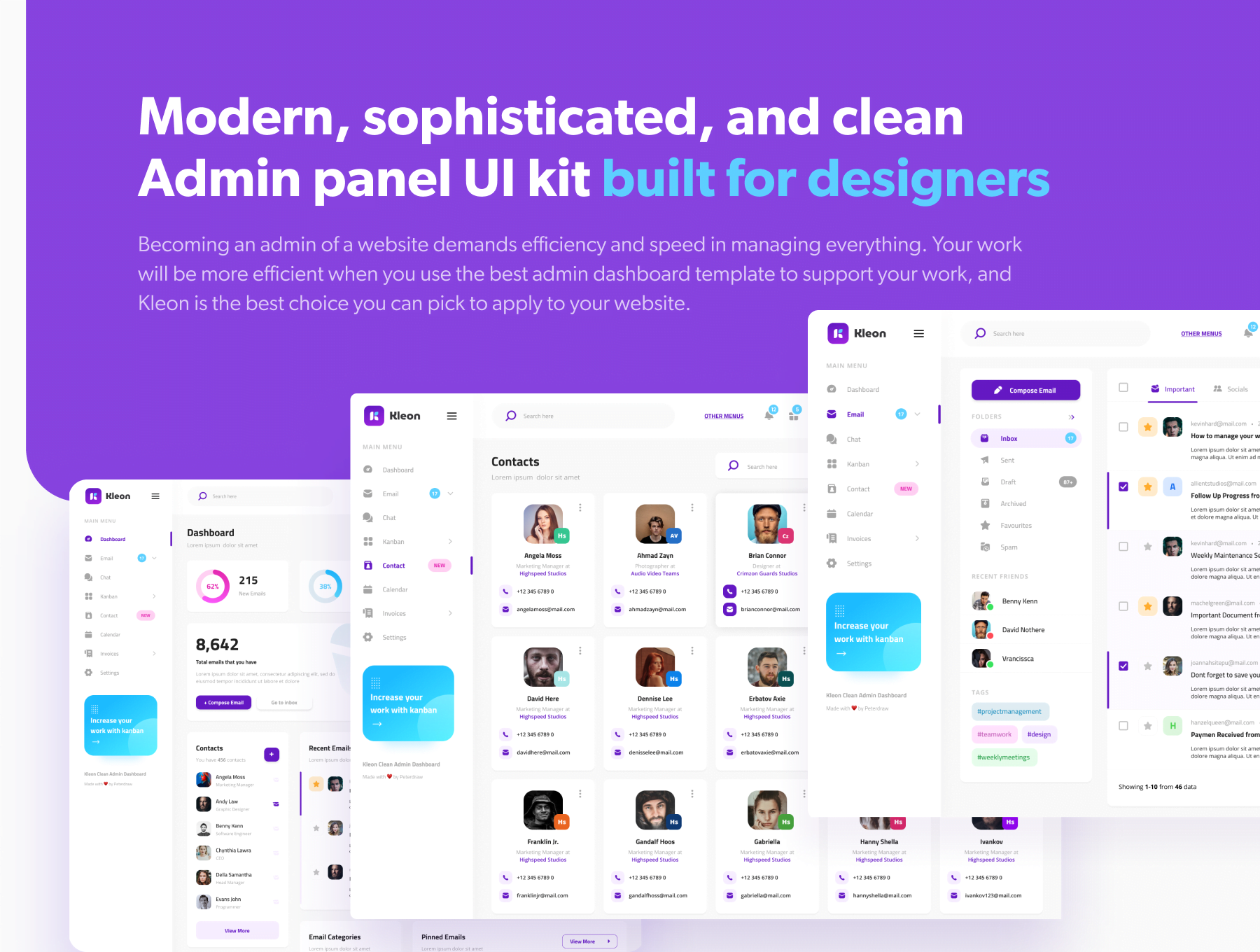 Kleon-清洁管理面板仪表板UI模板 Kleon - Clean Admin Panel Dashboard UI Template xd, figma格式-UI/UX-到位啦UI